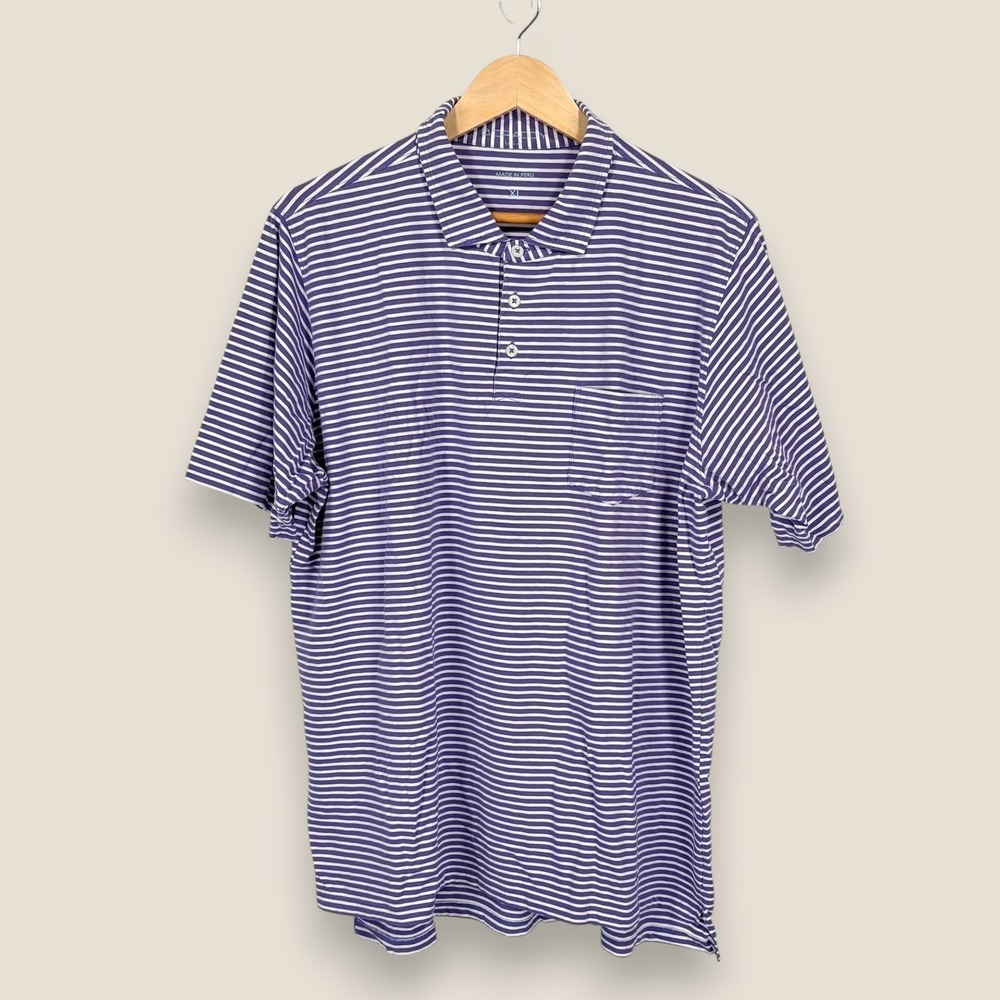 Boomerang OKCG & CC B. Draddy Polo Golf Shirt Men XL Purple White Cotton Stretch